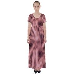 Rose Abstract Stars High Waist Short Sleeve Maxi Dress