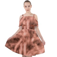 Rose Abstract Stars Cut Out Shoulders Chiffon Dress