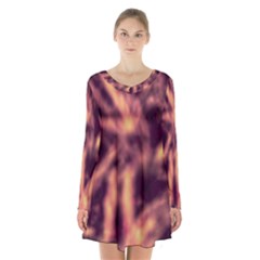 Topaz  Abstract Stars Long Sleeve Velvet V-neck Dress