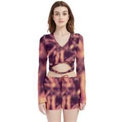 Topaz  Abstract Stars Velvet Wrap Crop Top And Shorts Set by DimitriosArt