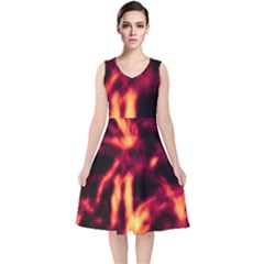 Lava Abstract Stars V-neck Midi Sleeveless Dress 