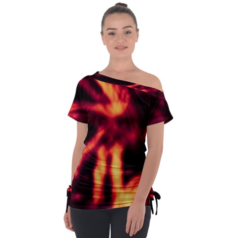 Lava Abstract Stars Off Shoulder Tie-up Tee by DimitriosArt