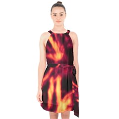 Lava Abstract Stars Halter Collar Waist Tie Chiffon Dress