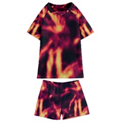 Lava Abstract Stars Kids  Swim Tee And Shorts Set by DimitriosArt