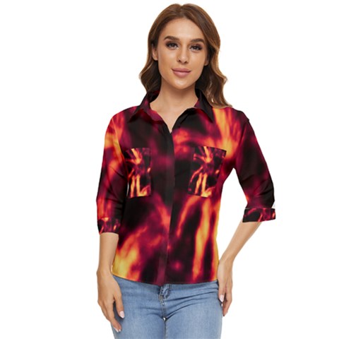 Lava Abstract Stars Women s Quarter Sleeve Pocket Shirt by DimitriosArt