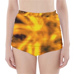 Golden Abstract Stars High-waisted Bikini Bottoms by DimitriosArt