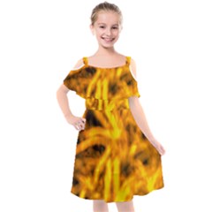 Golden Abstract Stars Kids  Cut Out Shoulders Chiffon Dress by DimitriosArt