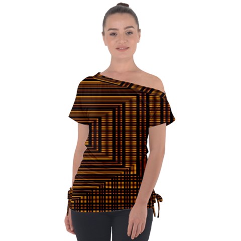 Gradient Off Shoulder Tie-up Tee by Sparkle