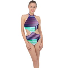 Gradient Halter Side Cut Swimsuit by Sparkle