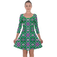 Abstract Illustration With Eyes Quarter Sleeve Skater Dress by SychEva