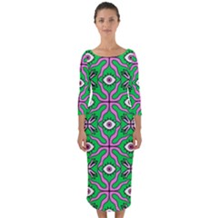 Abstract Illustration With Eyes Quarter Sleeve Midi Bodycon Dress by SychEva