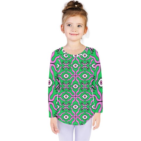 Abstract Illustration With Eyes Kids  Long Sleeve Tee by SychEva