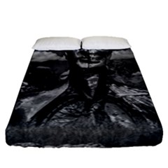 Bw Creepy Fantasy Scene Artwork Fitted Sheet (queen Size) by dflcprintsclothing