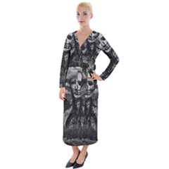 Bw Creepy Fantasy Scene Artwork Velvet Maxi Wrap Dress by dflcprintsclothing