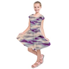 Orange  Waves Abstract Series No1 Kids  Short Sleeve Dress by DimitriosArt