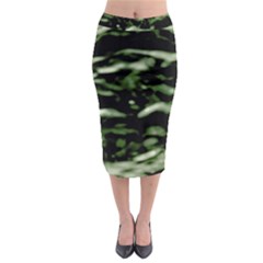 Green  Waves Abstract Series No5 Midi Pencil Skirt by DimitriosArt