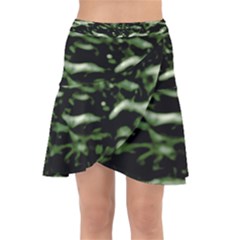 Green  Waves Abstract Series No5 Wrap Front Skirt by DimitriosArt