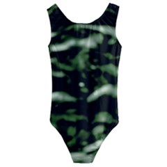 Green  Waves Abstract Series No5 Kids  Cut-out Back One Piece Swimsuit by DimitriosArt