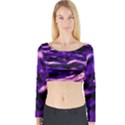 Purple  Waves Abstract Series No1 Long Sleeve Crop Top View1