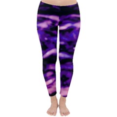 Purple  Waves Abstract Series No1 Classic Winter Leggings by DimitriosArt