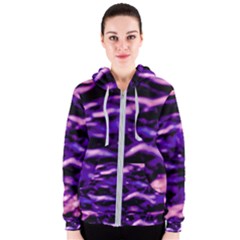 Purple  Waves Abstract Series No1 Women s Zipper Hoodie by DimitriosArt