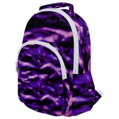 Purple  Waves Abstract Series No1 Rounded Multi Pocket Backpack by DimitriosArt