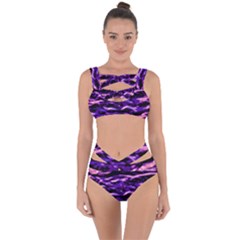 Purple  Waves Abstract Series No1 Bandaged Up Bikini Set  by DimitriosArt