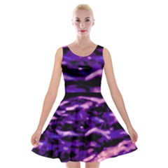 Purple  Waves Abstract Series No1 Velvet Skater Dress by DimitriosArt