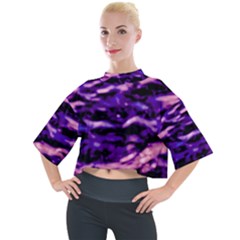 Purple  Waves Abstract Series No1 Mock Neck Tee by DimitriosArt