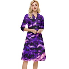 Purple  Waves Abstract Series No1 Classy Knee Length Dress by DimitriosArt