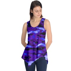 Purple  Waves Abstract Series No2 Sleeveless Tunic by DimitriosArt