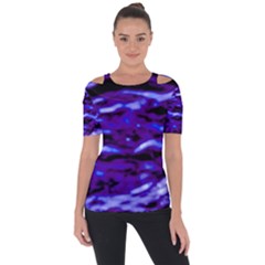 Purple  Waves Abstract Series No2 Shoulder Cut Out Short Sleeve Top by DimitriosArt