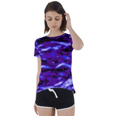 Purple  Waves Abstract Series No2 Short Sleeve Foldover Tee by DimitriosArt