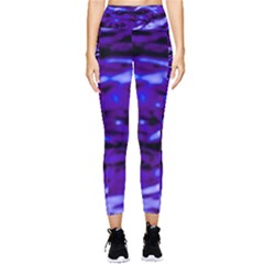 Purple  Waves Abstract Series No2 Pocket Leggings 