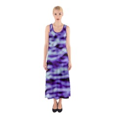 Purple  Waves Abstract Series No3 Sleeveless Maxi Dress by DimitriosArt