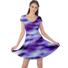 Purple  Waves Abstract Series No3 Cap Sleeve Dress by DimitriosArt