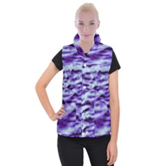 Purple  Waves Abstract Series No3 Women s Button Up Vest by DimitriosArt