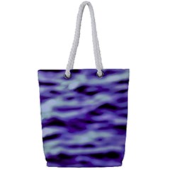 Purple  Waves Abstract Series No3 Full Print Rope Handle Tote (small) by DimitriosArt
