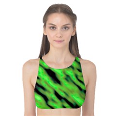 Green  Waves Abstract Series No7 Tank Bikini Top by DimitriosArt