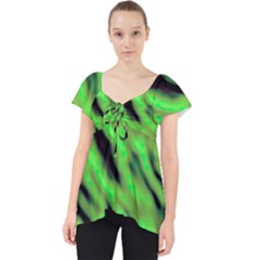 Green  Waves Abstract Series No7 Lace Front Dolly Top by DimitriosArt