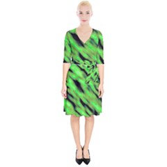 Green  Waves Abstract Series No7 Wrap Up Cocktail Dress by DimitriosArt