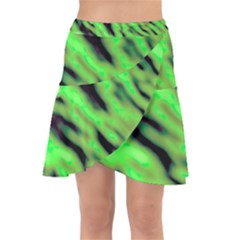 Green  Waves Abstract Series No7 Wrap Front Skirt by DimitriosArt