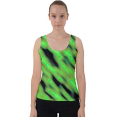 Green  Waves Abstract Series No7 Velvet Tank Top by DimitriosArt