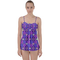 Abstract Illustration With Eyes Babydoll Tankini Set by SychEva