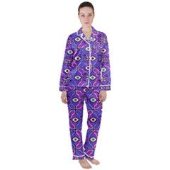 Abstract Illustration With Eyes Satin Long Sleeve Pajamas Set by SychEva