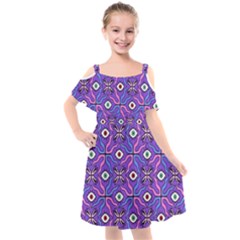 Abstract Illustration With Eyes Kids  Cut Out Shoulders Chiffon Dress by SychEva