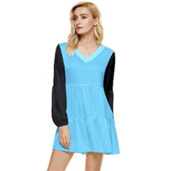 Reference Tiered Long Sleeve Mini Dress