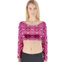 Abstract Illustration With Eyes Long Sleeve Crop Top View1