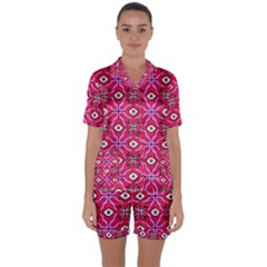 Abstract Illustration With Eyes Satin Short Sleeve Pajamas Set by SychEva