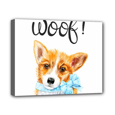 Welsh Corgi Pembrock With A Blue Bow Canvas 10  X 8  (stretched) by ladynatali